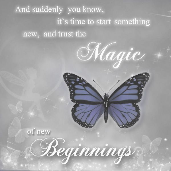 The magic of new beginings with blue butterfly